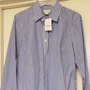J CREW Long-sleeve Blouse (Blue & White) - XS